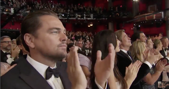 DiCaprio y su reacción a la actuación de Eminem.