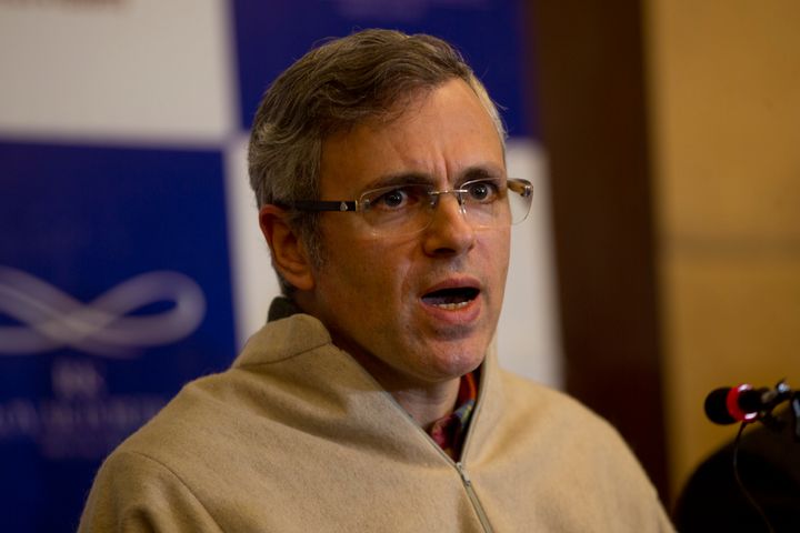Former Jammu and Kashmir state Chief Minister Omar Abdullah during a press conference in Srinagar, Feb. 21, 2019. 
