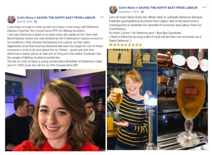 Images from a Facebook account thought to belong to Colin Raine, the left said to be after a meeting in April (a month after the party said Raine was banned from becoming a member) and right in November