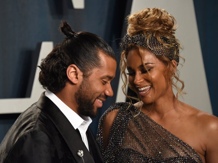 Russell Wilson and Ciara attend the 2020 Vanity Fair Oscar Party at Wallis Annenberg Center for the Performing Arts on February 9, 2020, in Beverly Hills, California.