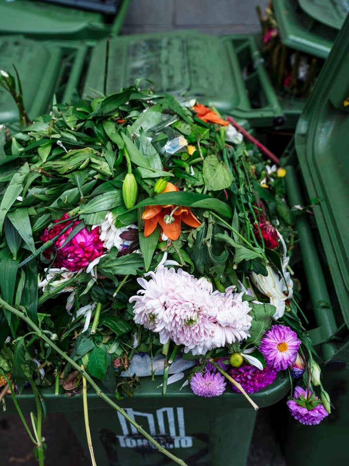 Flowers can actually be composted.