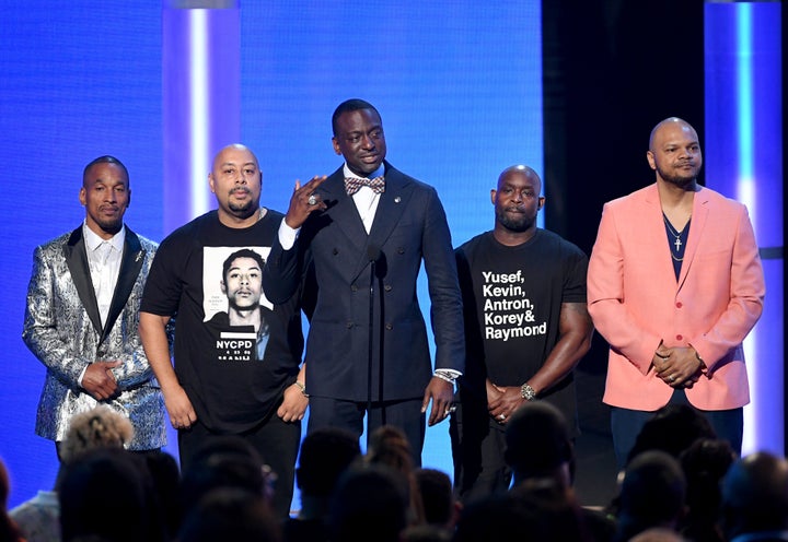 Yusef Salaam speaks, surrounded by (from left) Korey Wise, Raymond Santana Jr., Antron McCray and Kevin Richardson at the BET Awards -- June 23, 2019.