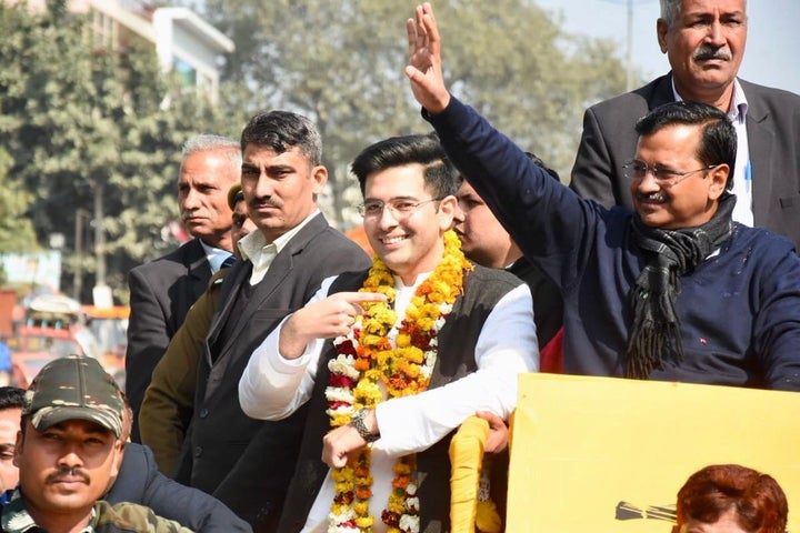 Raghav Chadha and Arvind Kejriwal.