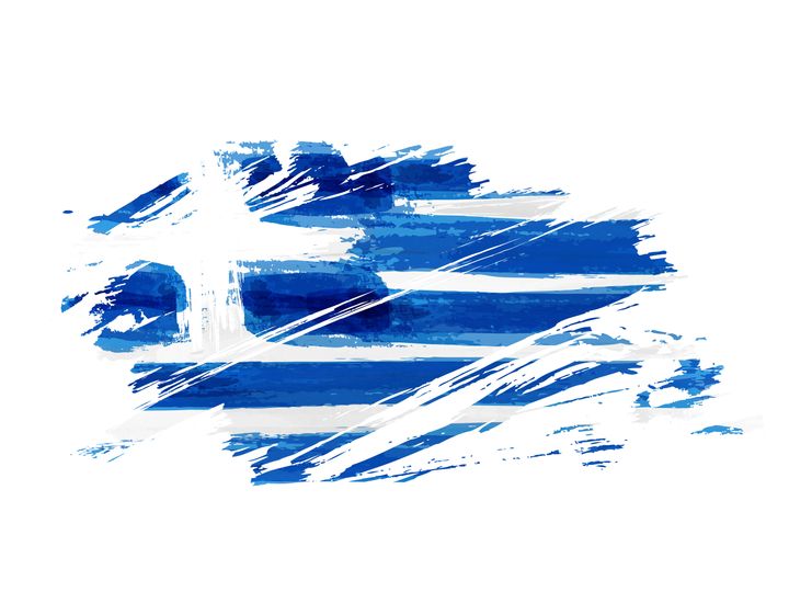 Abstract grunge brushed flag of Greece. Template for national holiday background, banner, poster, etc.