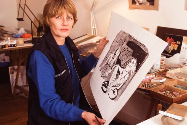 Portrait de Claire Bretécher chez elle en janvier 1997 à Paris,