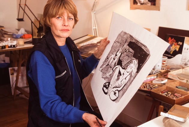 Portrait de Claire Bretécher chez elle en janvier 1997 à Paris,