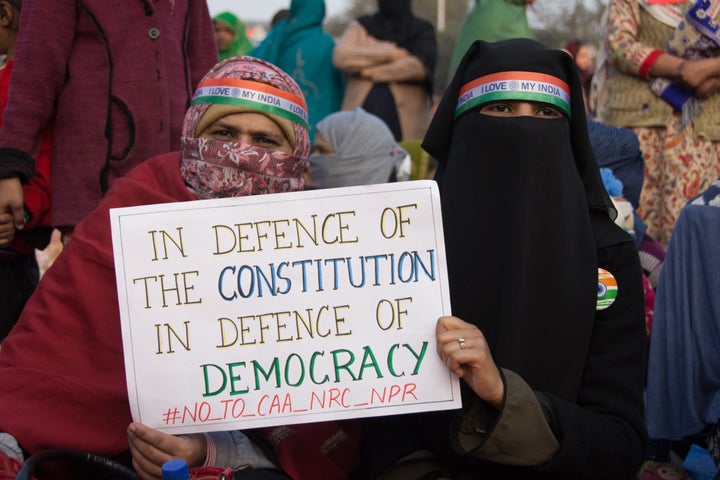 Students of Jamia Millia Islamia at the sit-in protest in Shaheen Bagh which became the epic centre of protests against CAA, in Delhi, on January 18, 2020.