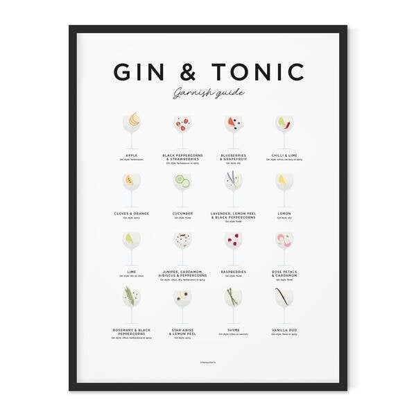 Gin And Tonic Garnish Guide Print, Trouva