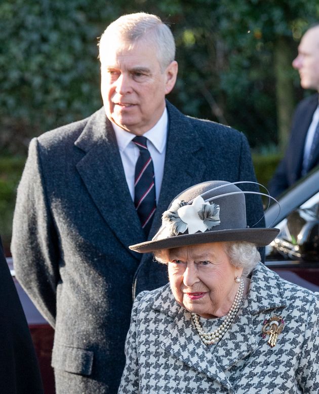 Queen Elizabeth II and Prince Andrew attend church at Sandringham estate on Jan. 19, 2020, in King's Lynn, England.