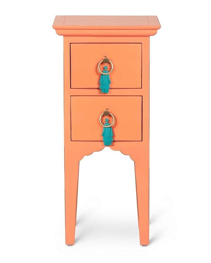 Iro Distressed Orange Tall Bedside Table, Oliver Bonas