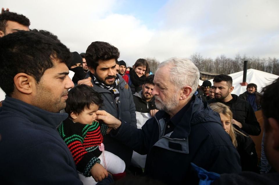 Corbyn visits migrant camps