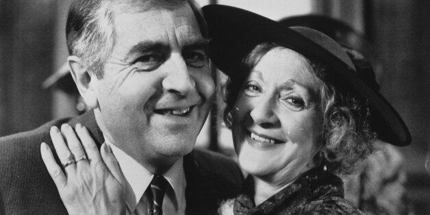 Coronation Street's Mavis Riley, played by Thelma Barlow, marrying Derek Wilton, played by Peter Baldwin, in the long running ITV soap opera.