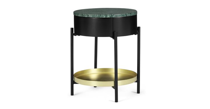 Masa Bedside Table, Marble & Brass, Made