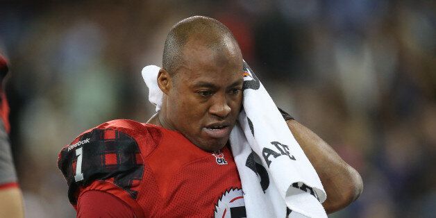 TORONTO, CANADA - NOVEMBER 7: Henry Burris #1 of the Ottawa Redblacks during CFL game action against the Toronto Argonauts on November 7, 2014 at Rogers Centre in Toronto, Ontario, Canada. (Photo by Tom Szczerbowski/Getty Images)