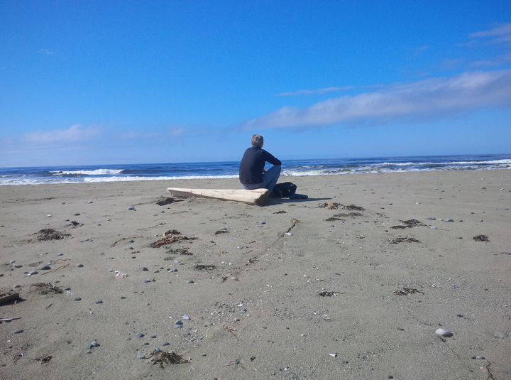 Barry Rueger looking out over the Pacific Ocean on Vancouver Island in Ucluelet, British Columbia. 