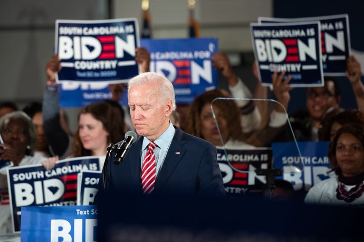 On the night of the 2020 New Hampshire primary, Joe Biden campaigns in South Carolina, where he is making his last stand.