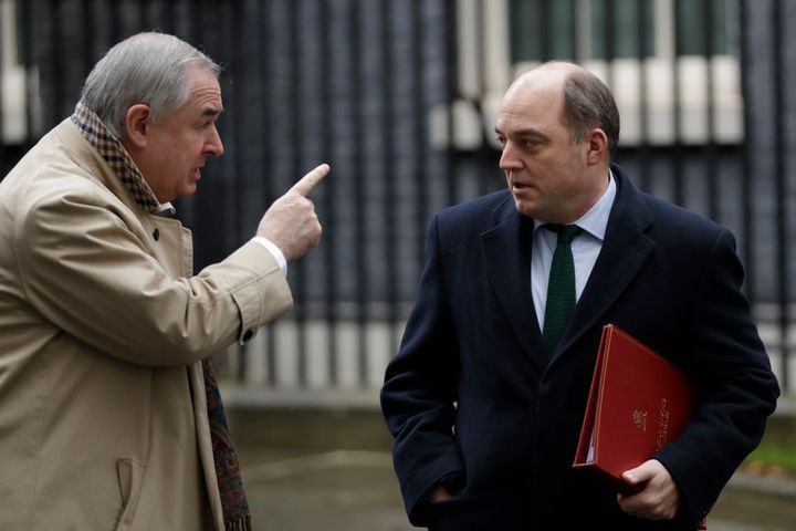 Attorney general Geoffrey Cox chats with Defence secretary Ben Wallace outside No.10. Both are tipped for the sack
