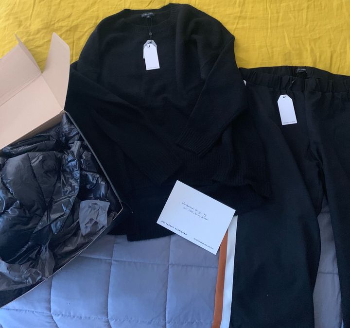 I received a Universal Standard Mystery Box to try out for myself. Out of the three products I received, the <a href="https://fave.co/2SmOiCb" target="_blank" rel="noopener noreferrer">Stephanie Wide-Leg Pants</a> (right) were my favorite.