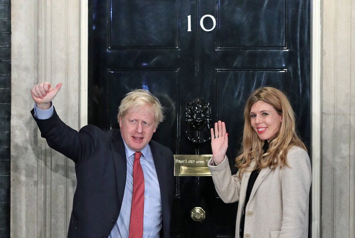 Boris Johnson and his girlfriend Carrie Symonds at Downing Street