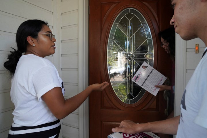 Democrat Jessica Cisneros campaigns for a House seat in Laredo, Texas.