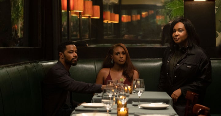 Director Stella Meghie with "The Photograph" actors Issa Rae and LaKeith Stanfield.