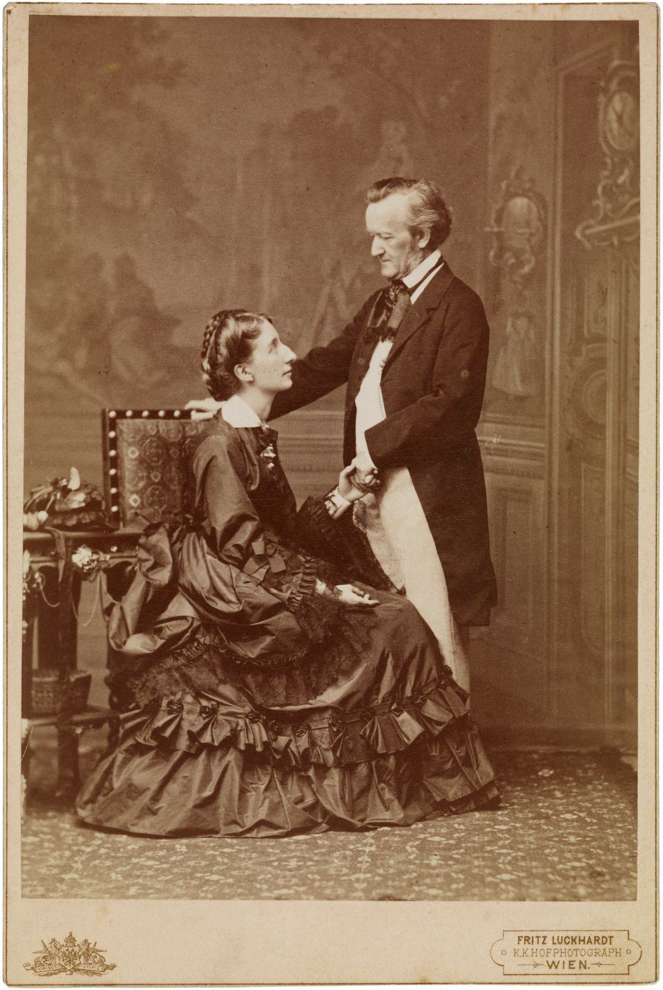 Richard and Cosima Wagner, 9 May 1872, Vienna, 1872. Private Collection. (Photo by Fine Art Images/Heritage...