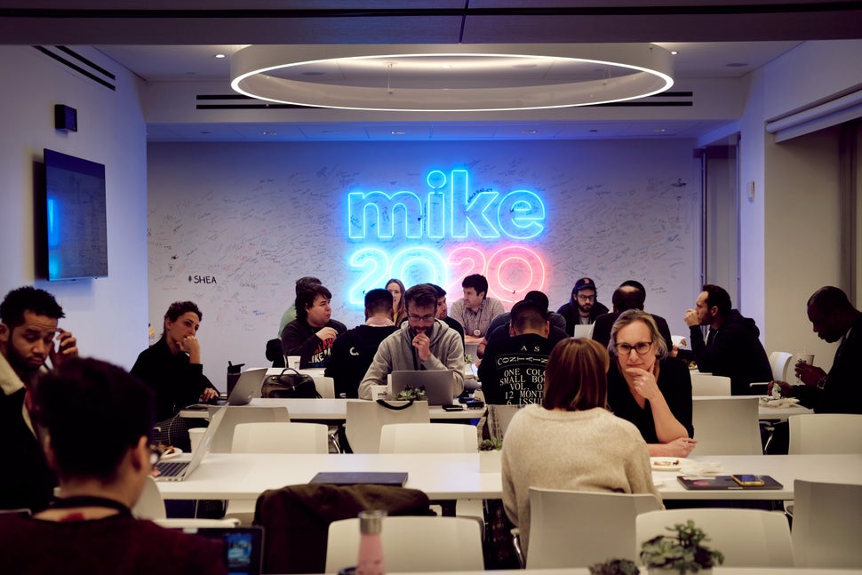 Staffers and volunteers work in Democratic Presidential Candidate Mike Bloomberg’s campaign headquarters in Manhattan.