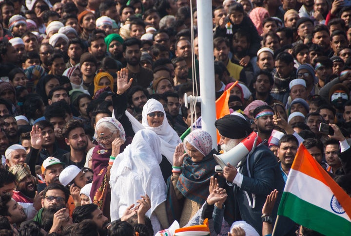 The grandmothers of Shaheen Bagh protest against the CAA on Republic Day. 