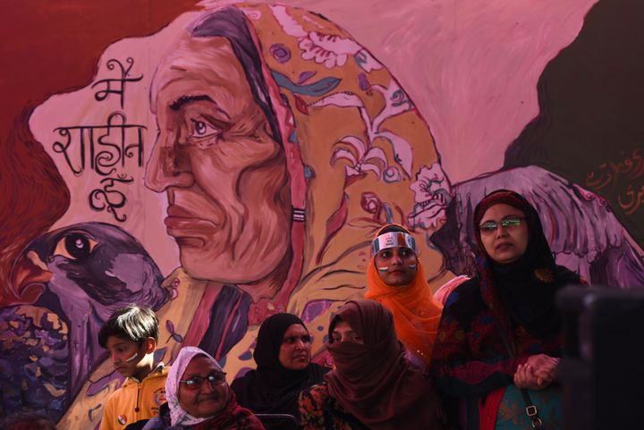 Women gathered in large numbers to celebrate the 71st Republic Day during the ongoing protests against CAA, NRC and NPR at Shaheen Bagh, on January 26, 2020, in New Delhi.