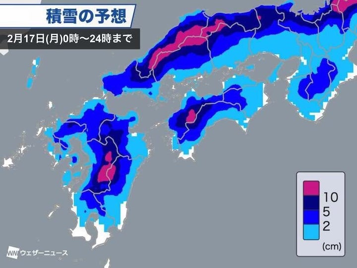 17日0時〜24時の積雪予想