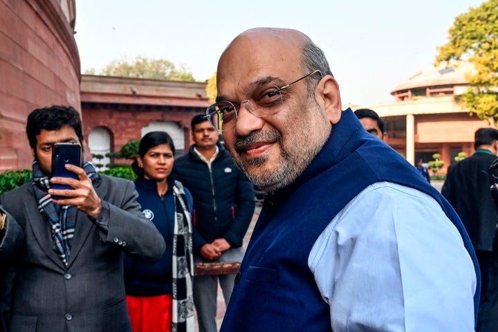 Home Minister Amit Shah at the Parliament House in New Delhi on February 1, 2020. 