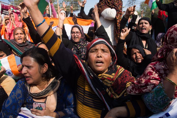 Women of Shaheen Bagh march towards Home Ministry to meet Home Minister Amit Shah over new citizenship law on February 16, 2020.