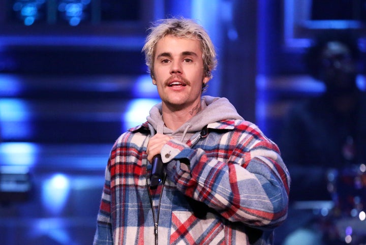 Justin Bieber (and his mustache) performs on "The Tonight Show With Jimmy Fallon."