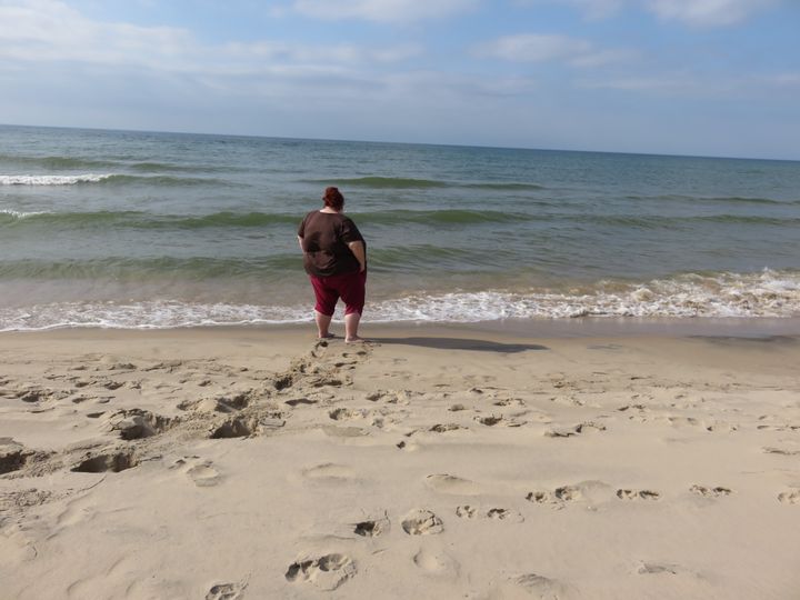 Juliet James on a Lake Michigan beach in October 2016.