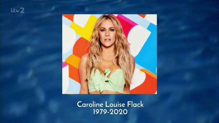 A picture of Caroline was shown at the end of narrator Iain Stirling's tribute