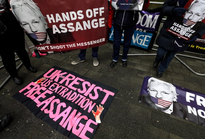 Manifestación en favor de Julian Assange ante los juzgados de Westminster (Londres), el pasado 23 de enero.