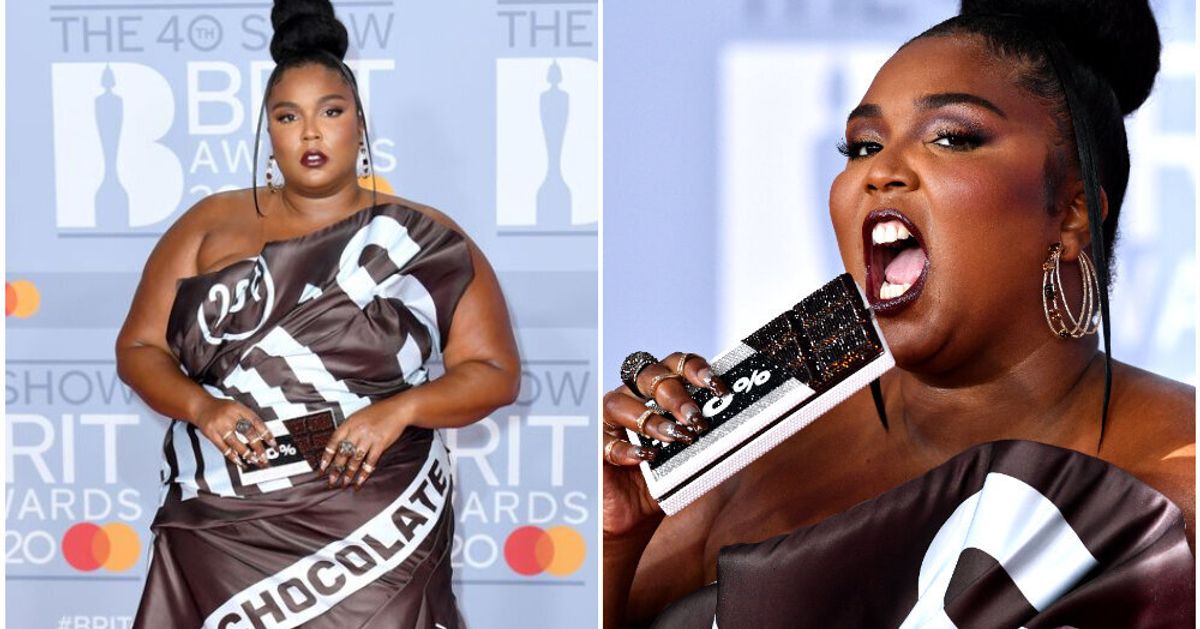 Lizzo At BRIT Awards 2020: Hershey's Chocolate Dress – Hollywood Life