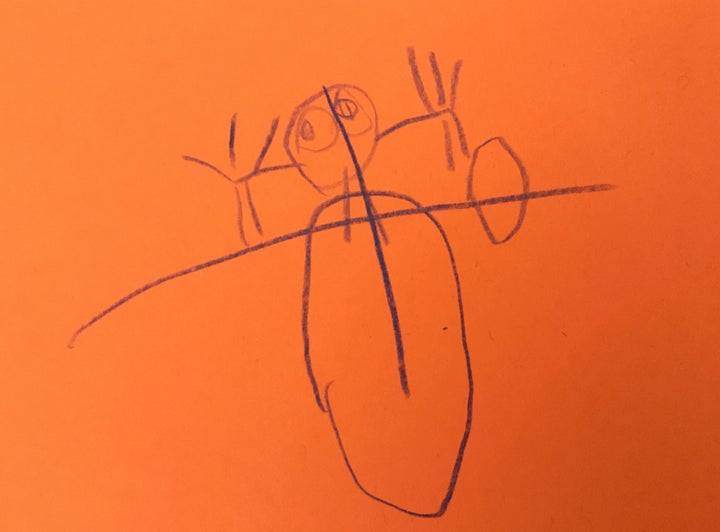 A four-year-old's depiction of Mommy rolling her ankle. This picture started it all.