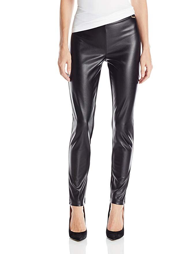 calvin klein faux leather front leggings