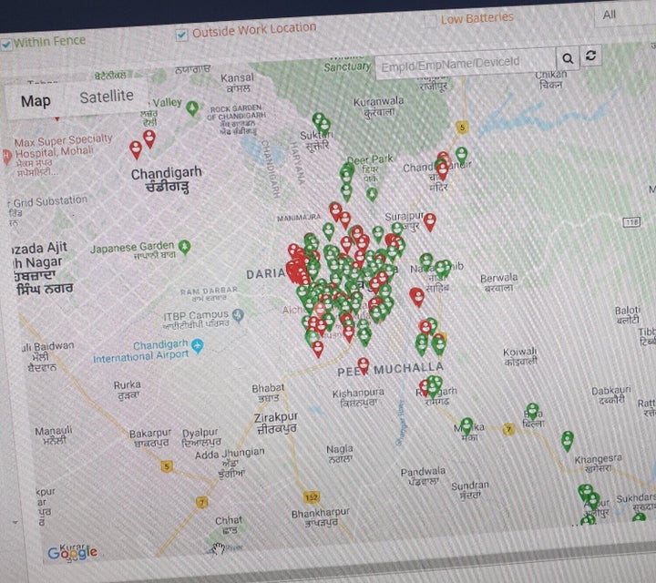 A screen at the Command and Control Centre of the Municipal Corporation of Panchkula