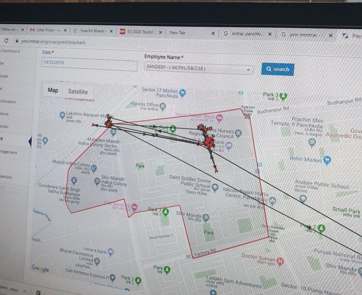 Should a worker stray out of their assigned area, or pause to catch their breath, the dot turns red — prompting a call from their supervisors.