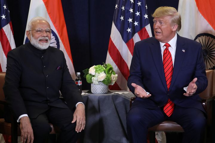U.S. President Donald Trump speaks during a bilateral meeting with Prime Minister Narendra Modi on the sidelines of the annual United Nations General Assembly in New York City, September 24, 2019. 
