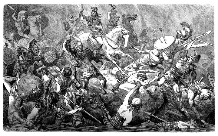 Illustration of a downfall of the Athenians during the Peloponnesian War