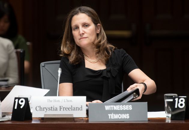 Deputy Prime Minister Chrystia Freeland waits to appear before the House of Commons Standing Committee on International Trade on Feb. 18, 2020 in Ottawa. 