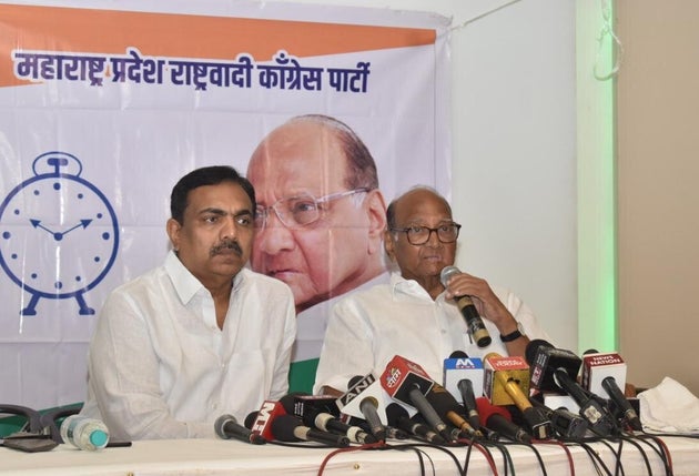 NCP chief Sharad Pawar addressing a press conference in Mumbai on