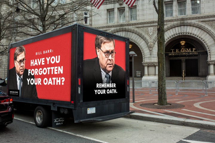 Republicans for the Rule of Law shared this mocked-up version the truck with HuffPost.