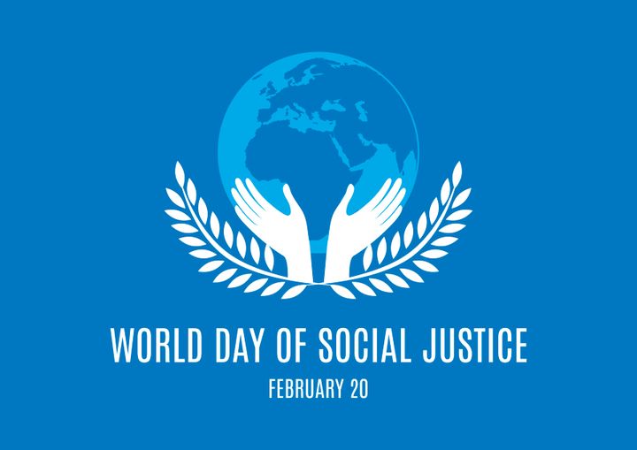 Hands with Earth vector. Silhouette of a hand with a laurel. Day of Social Justice Poster, February 20. Important day