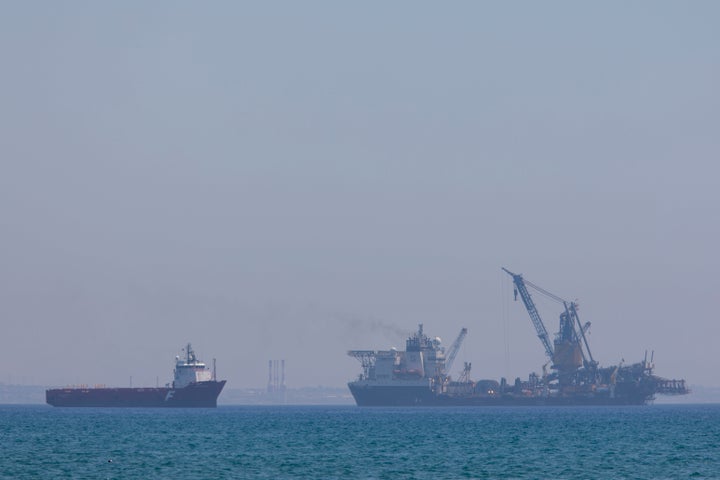 LARNACA, CYPRUS - JULY 12: The Field Development Ship Saipem FDS in Larnaca port on July 12, 2017 in Larnaca, Cyprus.Eni has awarded Saipem a contract for the drilling of two wells offshore Cyprus. Work will once again be carried out by the Saipem 12000 and commence in the fourth quarter of 2017. Saipem was founded in 1957 as a service provider for the Eni group, through the merger of Snam Montaggi and a drilling contractor SAIP. In 1960s it started providing services outside the Eni group, and in 1969 it started operating autonomously. (Photo by Athanasios Gioumpasis/Getty Images)