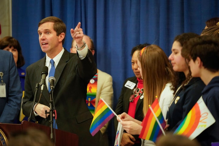 Beshear has supported a statewide ban on "conversion" therapy, and has spoke in favor of a “statewide fairness” m