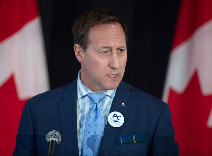 Peter MacKay addresses the crowd at a federal Conservative leadership forum during the annual general meeting of the Nova Scotia Progressive Conservative party in Halifax on Feb. 8, 2020. 